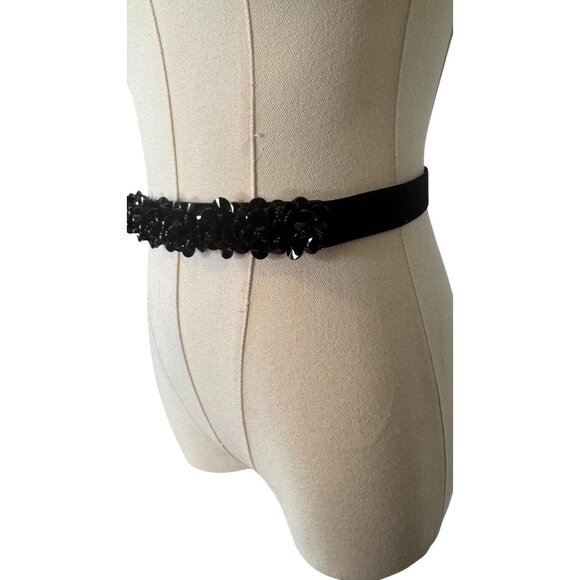 2/$30 NEW Glitzy M/L Black Waist Belt Rhinestone Flower Accents - Picture 6 of 10